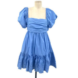 En Saison Juliet Bow‎ Back Babydoll Dress in Blue Size Medium
